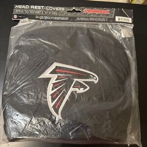 NFL Atlanta Falcons Headrest Covers Set of 2 Black Logo Car Accessory NEW